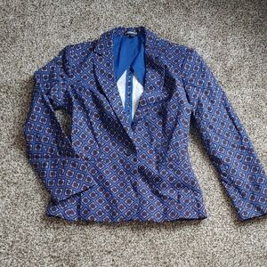 Express Women's Blue Geometric Blazer Size 4